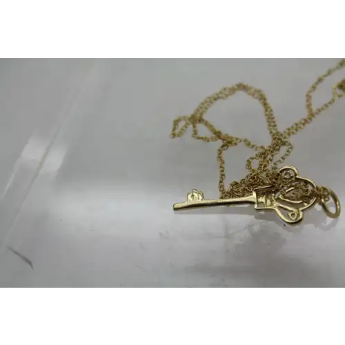 Signed SU gold over .925 S.S. CZ SKELETON KEY pendant necklace (3)