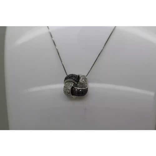 Signed SUN .925 S.S. BLACK & WHITE DIAMOND KNOT DESIGN necklace 18