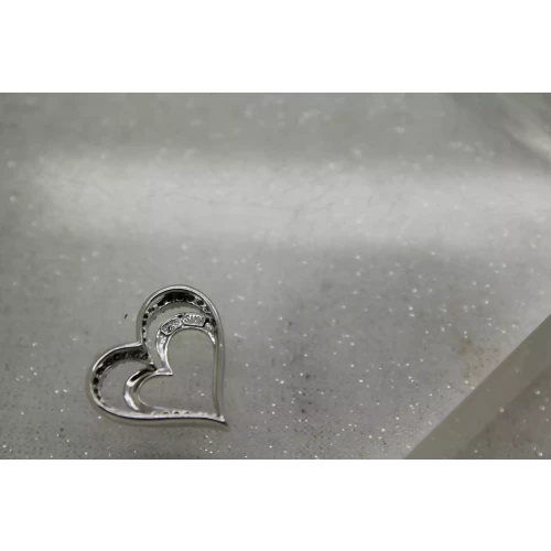 Signed SUN .925 S.S. DIAMOND DOUBLE HEART DESIGN pendant