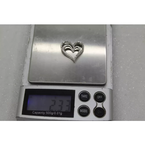 Signed SUN .925 S.S. DIAMOND DOUBLE HEART DESIGN pendant