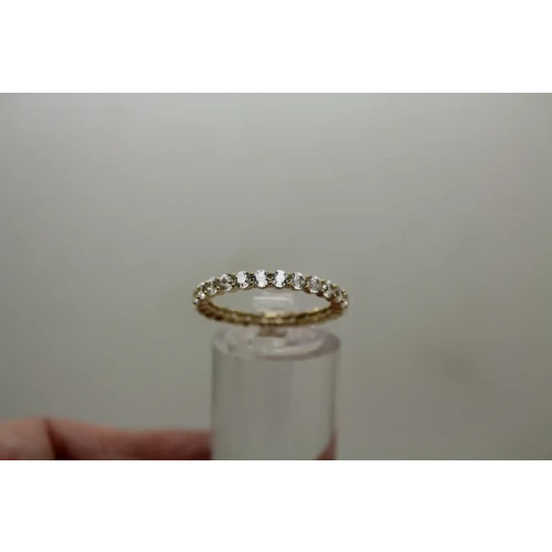 Signed SW 14k Y.G. CUBIC ZIRCONIA ETERNITY BAND size 8