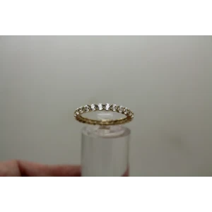 Signed SW 14k Y.G. CUBIC ZIRCONIA ETERNITY BAND size 8