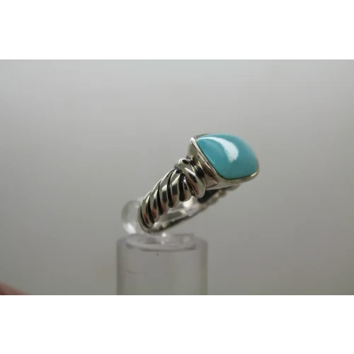 Signed SX .925 S.S. MODERNIST TURQUOISE ring size 8   10g