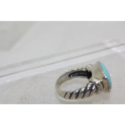 Signed SX .925 S.S. MODERNIST TURQUOISE ring size 8   10g
