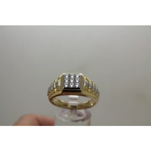 Signed TWO TONE .925 S.S. CZ CLUSTER men's ring size 12.75, 11g