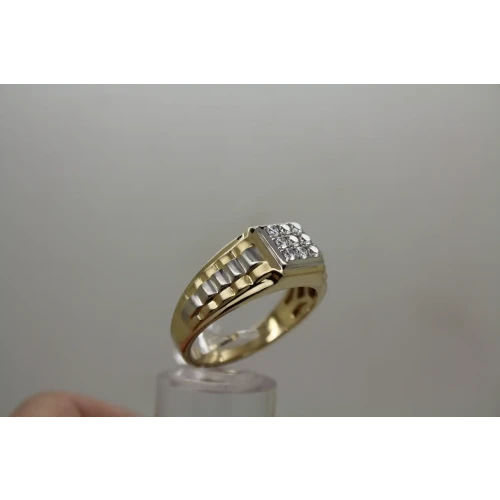 Signed TWO TONE .925 S.S. CZ CLUSTER men's ring size 12.75, 11g