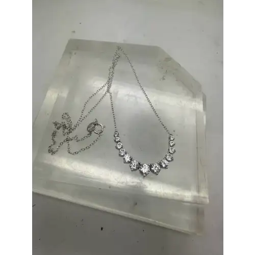 Signed UD .925 S.S. Graduated WHITE SAPPHIRE necklace (3)