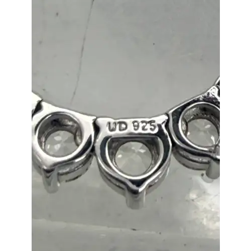 Signed UD .925 S.S. Graduated WHITE SAPPHIRE necklace (4)