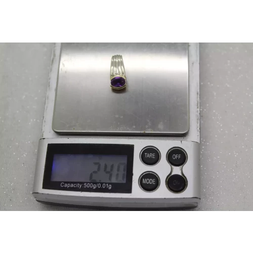 Signed VD .925 S.S. AMETHYST MODERN DESIGN pendant