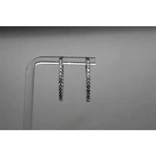 Signed WW 10k W.G. INSIDE OUT MOISSANITE ELONGATED HOOP earrings (2)