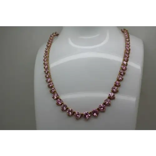 Signed Y.G. over .925 S.S. GRADUATING PINK CZ STATEMENT necklace
