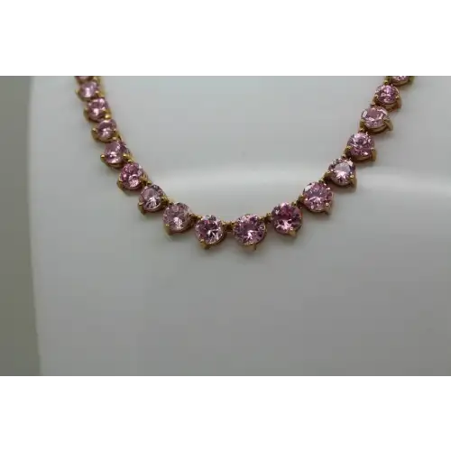 Signed Y.G. over .925 S.S. GRADUATING PINK CZ STATEMENT necklace