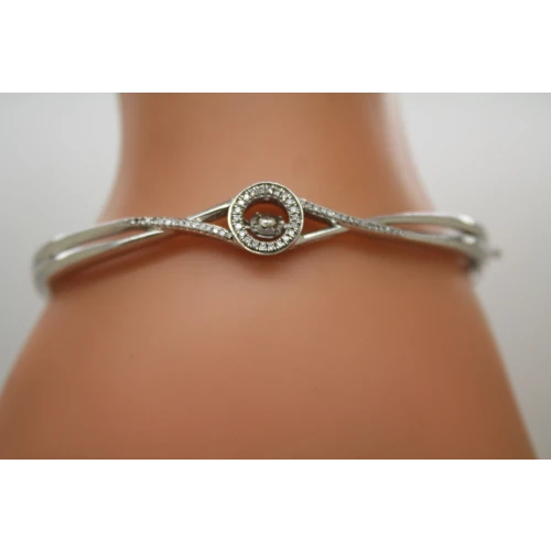 Signed ZEI .925 S.S. DIAMOND CROSSOVER DIAMOND IN MOTION bangle