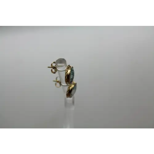 Signed ZZ 14k Y.G. OPAL INLAY DOUBLET STUD earrings #