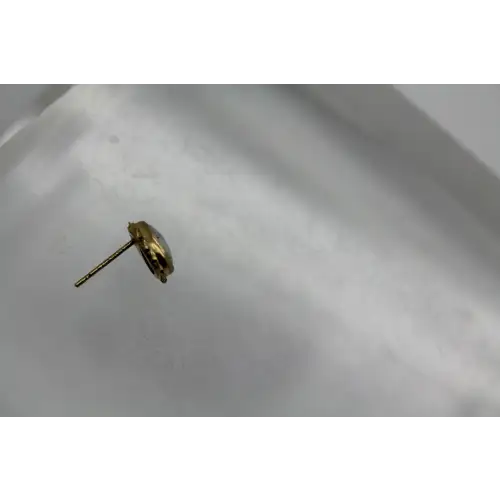 Signed ZZ 14k Y.G. OPAL INLAY DOUBLET STUD earrings #