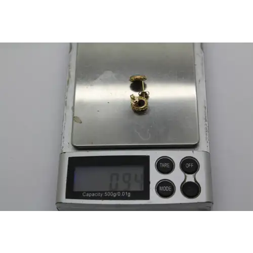 Signed ZZ 14k Y.G. OPAL INLAY DOUBLET STUD earrings #