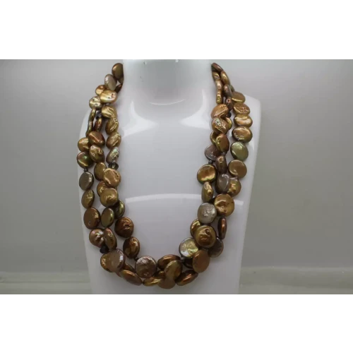 SILPADA .925 S.S. BRONZE COIN PEARL & SMOKY QUARTZ 3 STRAND 18