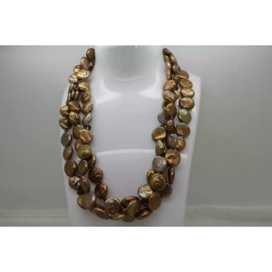 SILPADA .925 S.S. BRONZE COIN PEARL & SMOKY QUARTZ 3 STRAND 18