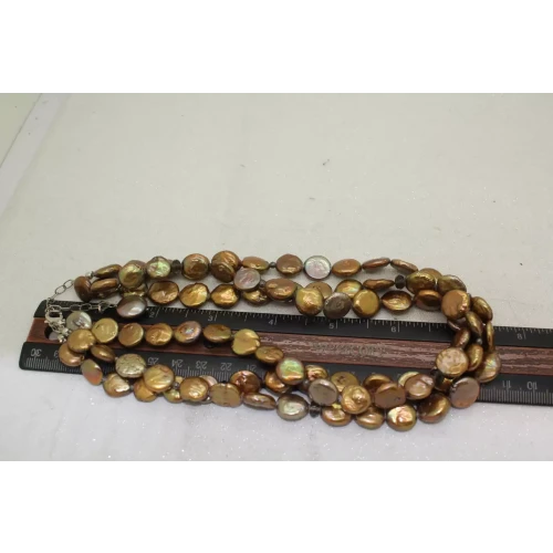 SILPADA .925 S.S. BRONZE COIN PEARL & SMOKY QUARTZ 3 STRAND 18