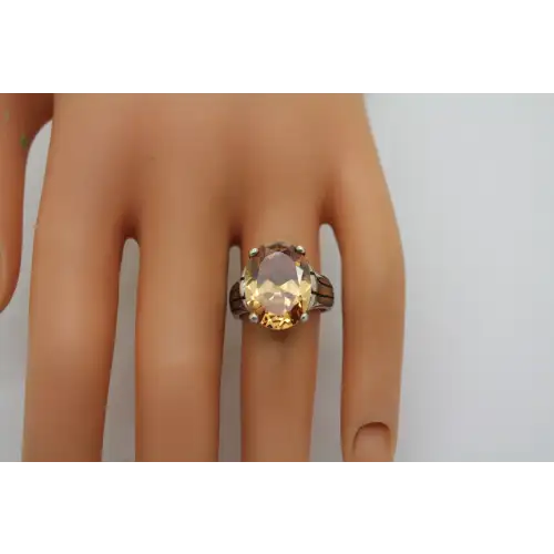 SILPADA .925 S.S. CHAMPAGNE CUBIC ZIRCONIA SOLITAIRE ring size 6.5 #