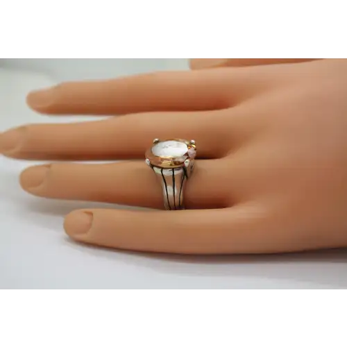 SILPADA .925 S.S. CHAMPAGNE CUBIC ZIRCONIA SOLITAIRE ring size 6.5 #