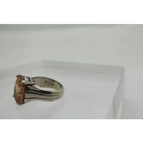 SILPADA .925 S.S. CHAMPAGNE CUBIC ZIRCONIA SOLITAIRE ring size 6.5 #