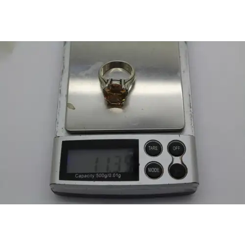 SILPADA .925 S.S. CHAMPAGNE CUBIC ZIRCONIA SOLITAIRE ring size 6.5 #