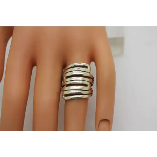 SILPADA .925 S.S. GEOMETRIC MAZE KNUCKLE RING size 7 #
