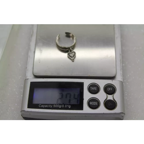 SILPADA .925 S.S. HEART DANGLE MIDI TOE ring size 3.25