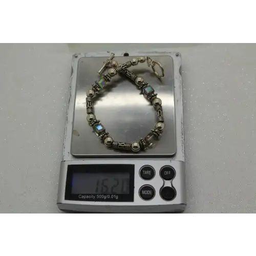 SILPADA .925 S.S. IRIDIZED QUARTZ BEADED TOGGLE braclelet 8