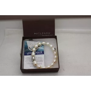 SILPADA .925 Sterling Silver PEARL BEADED STRETCH bracelet 6.5