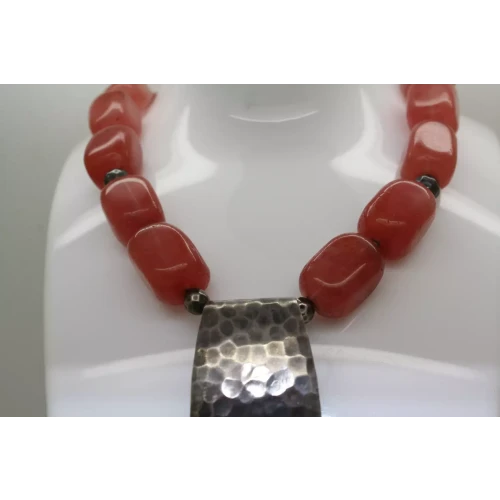 SILPADA HAMMERED .925 S.S. Chunky CHERRY QUARTZ BEADED toggle 16