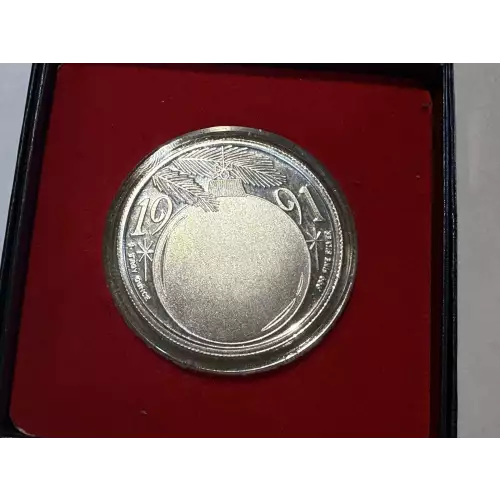 Silver Towne 1991 Engrave-able 1 oz .999 Fine Silver Round Santa Ornament  (2)