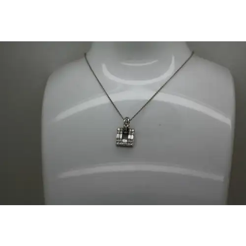 SIMON G. 18k W.G. .90ctw DIAMOND SQUARE pendant necklace