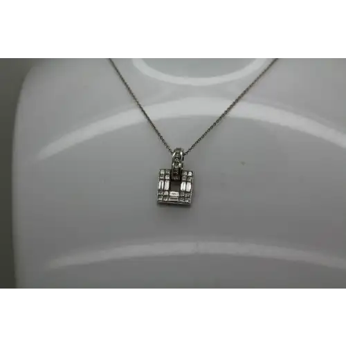 SIMON G. 18k W.G. .90ctw DIAMOND SQUARE pendant necklace