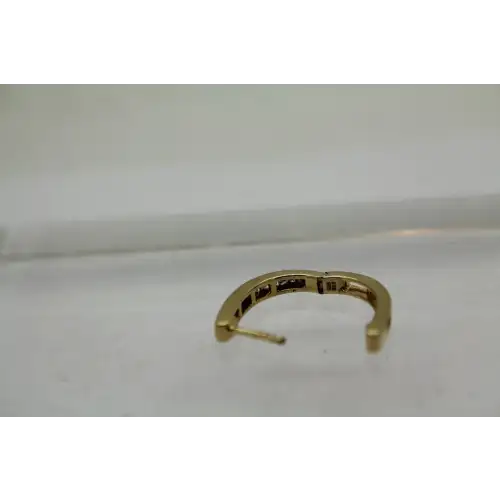 SK9 gold over .925 S.S. .48ctw DIAMOND CHANNEL ELONGATED HOOPS