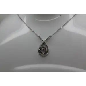 Signed CS ITALY 10k W.G. .50ctw DIAMOND FANCY PENDANT necklace 18