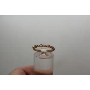 Signed 14k R.G. DIAMOND ACC. UNIQUE DESIGN BAND ring size 6.75 #