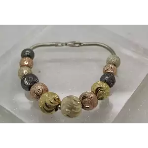 .925 S.S. GRADUATED MULTI TONE STERLING BEADED bracelet 8