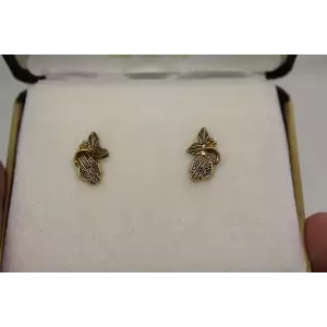 STAMPER genuine 10k Black Hills Gold HARLEY-DAVIDSON LEAF & LOGO stud earrings