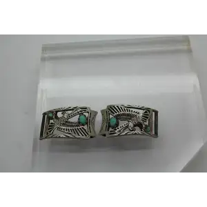 Signed .925 S.S. TURQUOISE EAGLE WATCH BAND ENDS