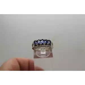 14k White Gold Oval Cut BLUE TOPAZ & DIAMOND Accent ring size 7