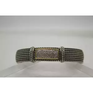 SAYDE L VASSIL SLV .925 S.S. 14k Y.G. DIAMOND HINGED CUFF bracelet