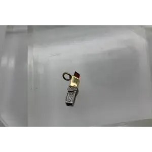 Designer Sig. 14k Y.G & W.G. GARNET & DIAMOND LIPSTICK pend. charm #