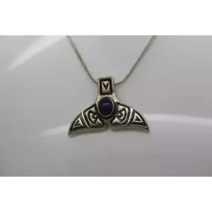 CAROL FELLEY .925 S.S. LAPIS WHALE TAIL pendant necklace 16