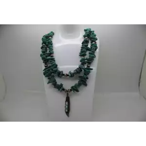 .925 S.S. NATIVE AMERICAN DOULE STRAND TURQUOISE FEATHER necklace