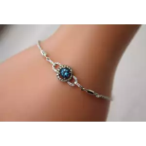 Le VIAN 14K W.G. LONDON BLUE TOPAZ CHOCOLATE & WHITE DIAMOND BOLO 10