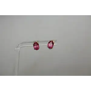 14k Y.G. Oval Cut PINK TOPAZ OVAL STUD earrings
