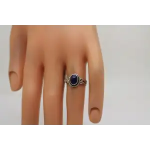 Vtg. SOUTHWESTERN .925 S.S. LAPIS LAZULI ROPE DESIGN ring size 6