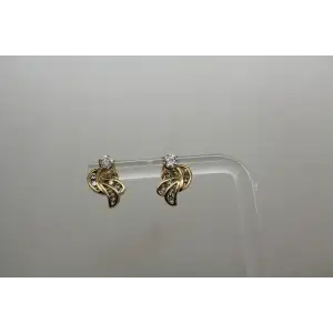 14k Y.G. .25ctw DIAMOND FANCY WAVE DESIGN earrings